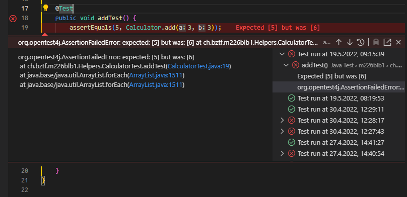 Test Resultat in VS-Code